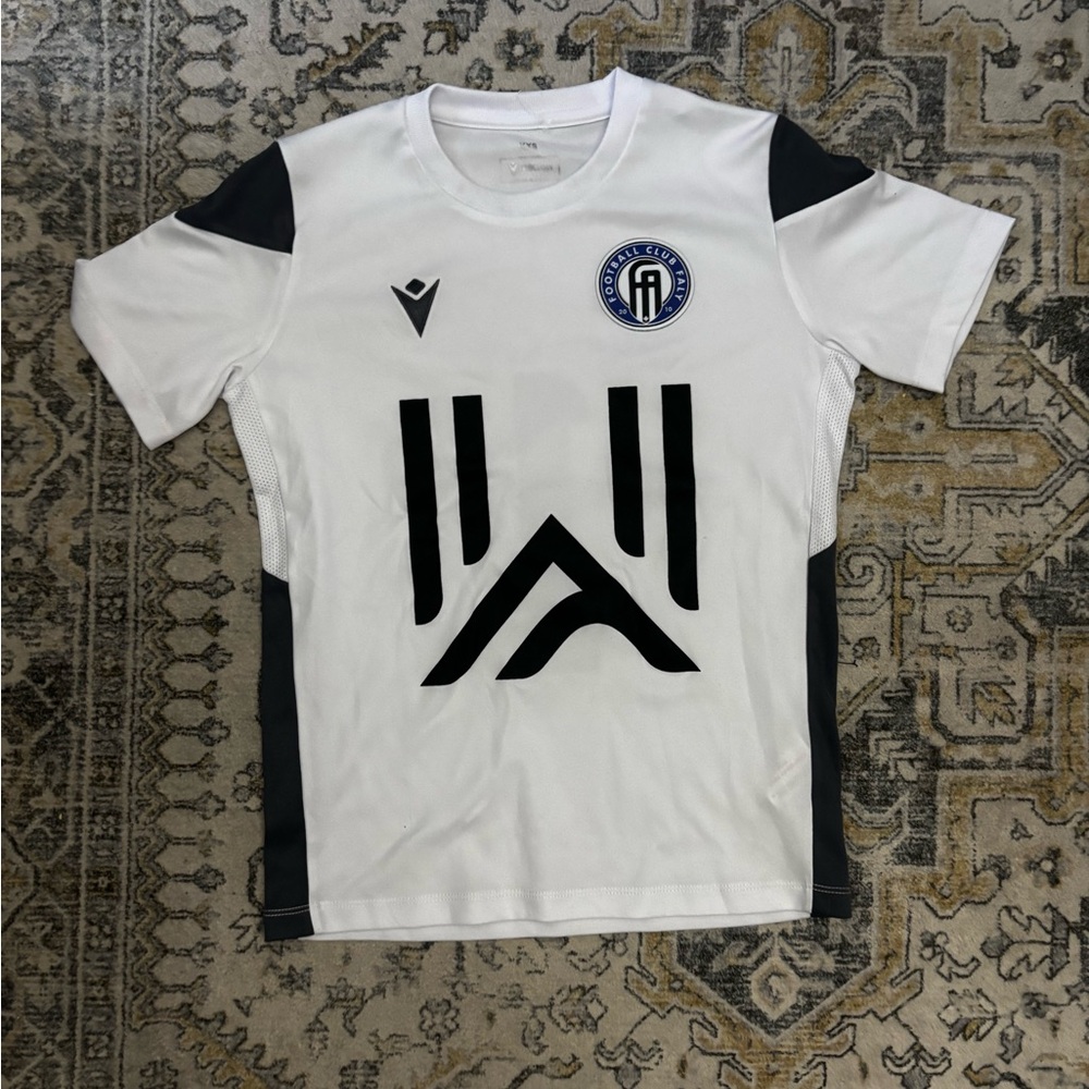 Macron White and Black Graphic Baby Tee jersey